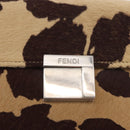 FENDI Shoulder Bag Harako Leather Beige Silver Auth 185436V-15
