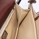 FENDI Shoulder Bag Harako Leather Beige Silver Auth 185436V-19