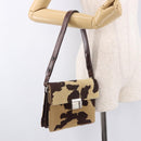 FENDI Shoulder Bag Harako Leather Beige Silver Auth 185436V-27
