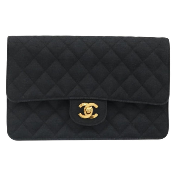 CHANEL Matelasse 25 Chain Shoulder Bag Denim Black Gold CC Auth 185437SAM