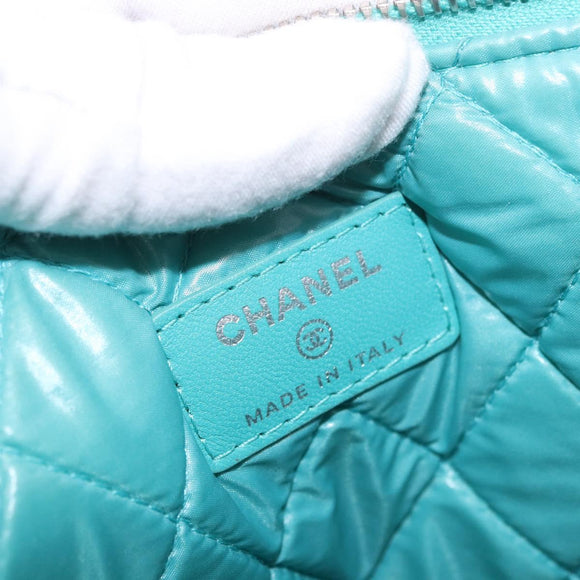 CHANEL Coco Havana Clutch Bag Lamb Skin Turquoise Blue Silver Auth 185438V