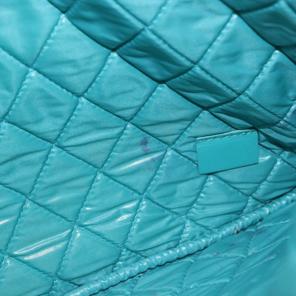 CHANEL Coco Havana Clutch Bag Lamb Skin Turquoise Blue Silver Auth 185438V