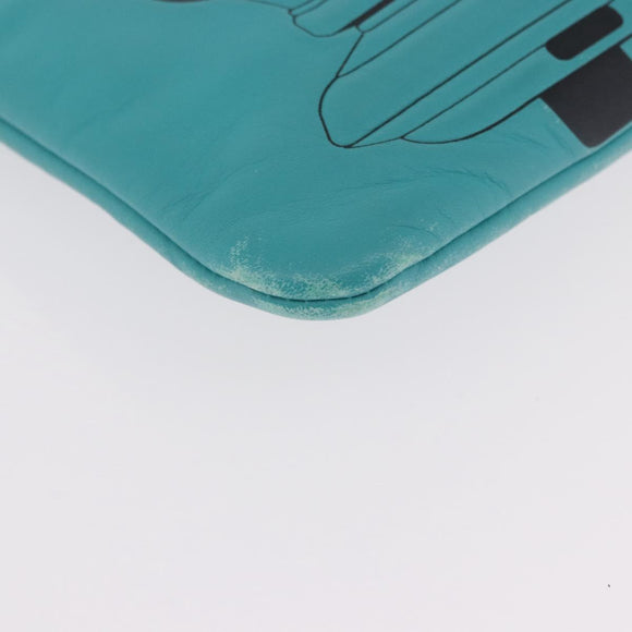 CHANEL Coco Havana Clutch Bag Lamb Skin Turquoise Blue Silver Auth 185438V