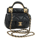 CHANEL Matelasse Chain Shoulder Pouch Lamb Skin 2way Black CC Auth 185439SAM-1