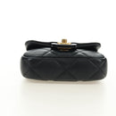 CHANEL Matelasse Chain Shoulder Pouch Lamb Skin 2way Black CC Auth 185439SAM-12