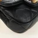 CHANEL Matelasse Chain Shoulder Pouch Lamb Skin 2way Black CC Auth 185439SAM-13