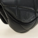 CHANEL Matelasse Chain Shoulder Pouch Lamb Skin 2way Black CC Auth 185439SAM-15
