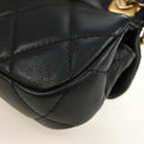 CHANEL Matelasse Chain Shoulder Pouch Lamb Skin 2way Black CC Auth 185439SAM-16