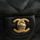 CHANEL Matelasse Chain Shoulder Pouch Lamb Skin 2way Black CC Auth 185439SAM-17