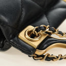 CHANEL Matelasse Chain Shoulder Pouch Lamb Skin 2way Black CC Auth 185439SAM-18