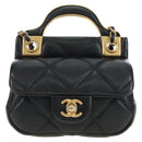 CHANEL Matelasse Chain Shoulder Pouch Lamb Skin 2way Black CC Auth 185439SAM-2