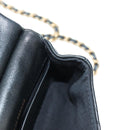 CHANEL Matelasse Chain Shoulder Pouch Lamb Skin 2way Black CC Auth 185439SAM-22