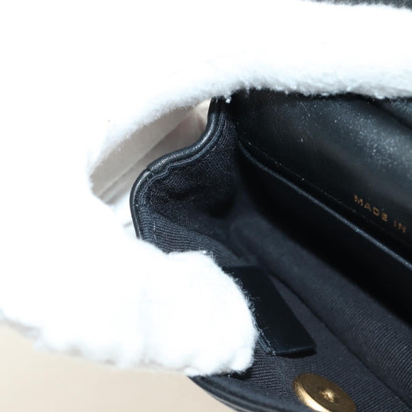 CHANEL Matelasse Chain Shoulder Pouch Lamb Skin 2way Black CC Auth 185439SAM