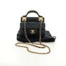 CHANEL Matelasse Chain Shoulder Pouch Lamb Skin 2way Black CC Auth 185439SAM-28