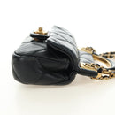 CHANEL Matelasse Chain Shoulder Pouch Lamb Skin 2way Black CC Auth 185439SAM-5