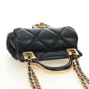 CHANEL Matelasse Chain Shoulder Pouch Lamb Skin 2way Black CC Auth 185439SAM-6