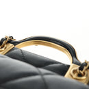 CHANEL Matelasse Chain Shoulder Pouch Lamb Skin 2way Black CC Auth 185439SAM-8