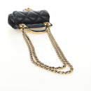 CHANEL Matelasse Chain Shoulder Pouch Lamb Skin 2way Black CC Auth 185439SAM-9