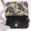 CHANEL Chain Shoulder Pouch Mini Matelasse 12 Satin Beige Gold CC Auth 185440M-9