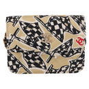 CHANEL Chain Shoulder Pouch Mini Matelasse 12 Satin Beige Gold CC Auth 185440M-13