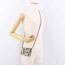 CHANEL Chain Shoulder Pouch Mini Matelasse 12 Satin Beige Gold CC Auth 185440M-22