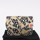 CHANEL Chain Shoulder Pouch Mini Matelasse 12 Satin Beige Gold CC Auth 185440M-12
