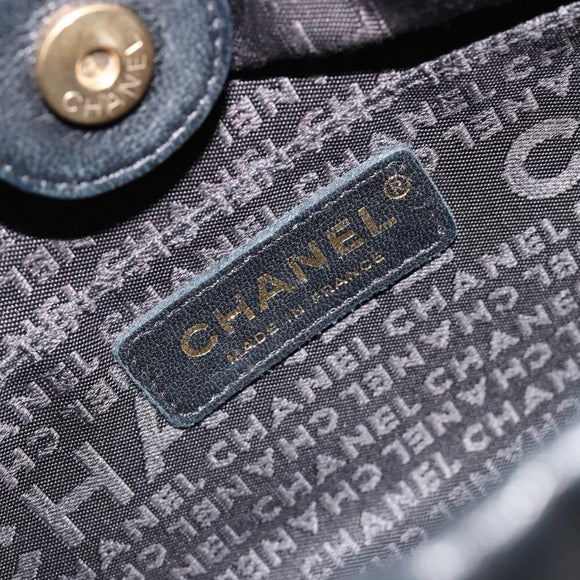 CHANEL Wild Stitch Chain Shoulder Bag Lamb Skin Black Gold CC Auth 185441M