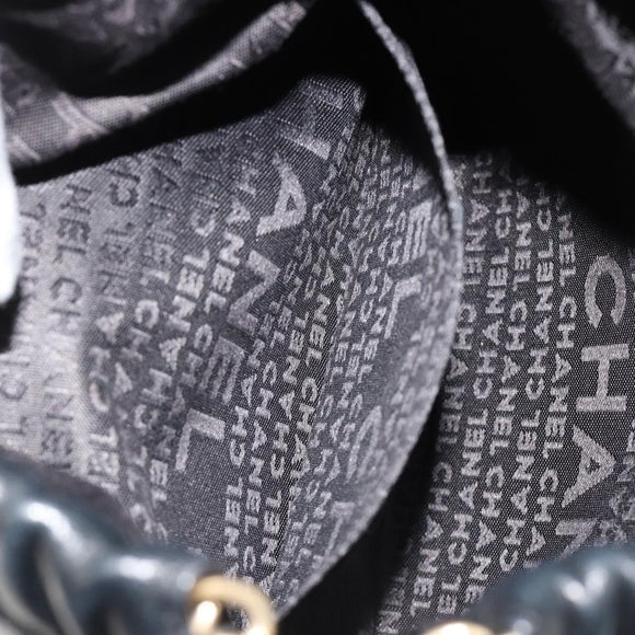 CHANEL Wild Stitch Chain Shoulder Bag Lamb Skin Black Gold CC Auth 185441M
