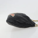CHANEL Wild Stitch Chain Shoulder Bag Lamb Skin Black Gold CC Auth 185441M-3