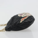 CHANEL Wild Stitch Chain Shoulder Bag Lamb Skin Black Gold CC Auth 185441M-4