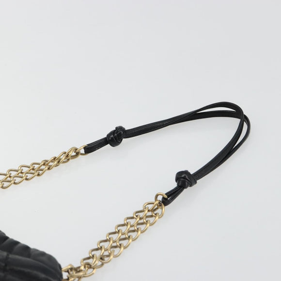 CHANEL Wild Stitch Chain Shoulder Bag Lamb Skin Black Gold CC Auth 185441M