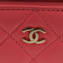 CHANEL Chain Vanity Shoulder Bag Lamb Skin Pink Gold CC Auth 185442SAM-19