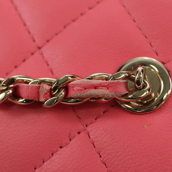 CHANEL Chain Vanity Shoulder Bag Lamb Skin Pink Gold CC Auth 185442SAM