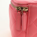 CHANEL Chain Vanity Shoulder Bag Lamb Skin Pink Gold CC Auth 185442SAM-21