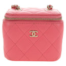 CHANEL Chain Vanity Shoulder Bag Lamb Skin Pink Gold CC Auth 185442SAM-13