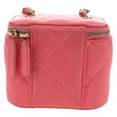 CHANEL Chain Vanity Shoulder Bag Lamb Skin Pink Gold CC Auth 185442SAM-2