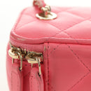 CHANEL Chain Vanity Shoulder Bag Lamb Skin Pink Gold CC Auth 185442SAM-3