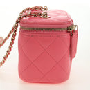 CHANEL Chain Vanity Shoulder Bag Lamb Skin Pink Gold CC Auth 185442SAM-4