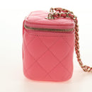 CHANEL Chain Vanity Shoulder Bag Lamb Skin Pink Gold CC Auth 185442SAM-5