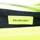 BALENCIAGA Chain Le Cagole Mini Bag Leather 2way Green Silver Auth 185444M-20