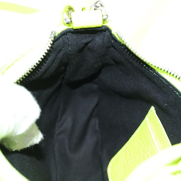BALENCIAGA Chain Le Cagole Mini Bag Leather 2way Green Silver Auth 185444M