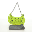 BALENCIAGA Chain Le Cagole Mini Bag Leather 2way Green Silver Auth 185444M-27