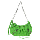 BALENCIAGA Chain Le Cagole Mini Bag Leather 2way Green 695814 Auth 185445M-1
