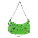 BALENCIAGA Chain Le Cagole Mini Bag Leather 2way Green 695814 Auth 185445M-13