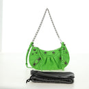 BALENCIAGA Chain Le Cagole Mini Bag Leather 2way Green 695814 Auth 185445M-12