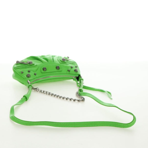 BALENCIAGA Chain Le Cagole Mini Bag Leather 2way Green 695814 Auth 185445M