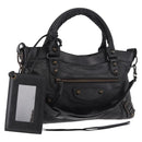 BALENCIAGA The First Hand Bag Leather 2way Black 103208 Auth 185447M-1
