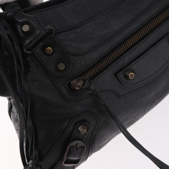 BALENCIAGA The First Hand Bag Leather 2way Black 103208 Auth 185447M