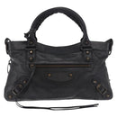 BALENCIAGA The First Hand Bag Leather 2way Black 103208 Auth 185447M-2