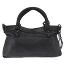 BALENCIAGA The First Hand Bag Leather 2way Black 103208 Auth 185447M-3